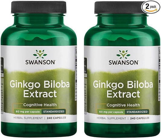 Swanson Ginkgo Biloba Extract 24% 60 Milligrams 240 Capsules (2 Pack)