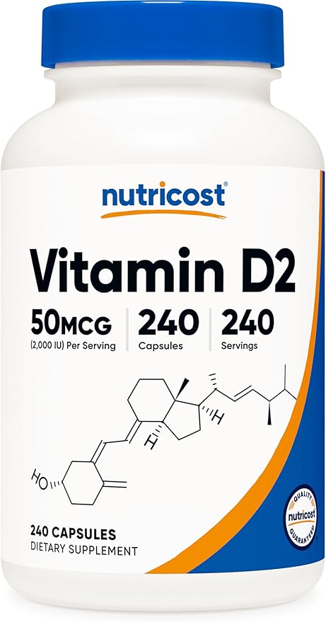 Nutricost Vitamin D2 Supplement (2000 IU) 240 Capsules - Vegan, Non-GMO, Gluten-Free, Third-Party Tested