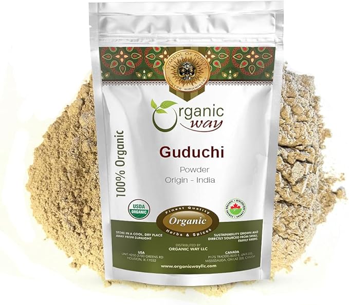 Organic Way Premium Grade Guduchi Powder (Tinospora cordifolia) - Organic & Kosher Certified | Raw, Vegan, Non GMO & Gluten Free | USDA Certified | Origin - India (1LBS / 16Oz)