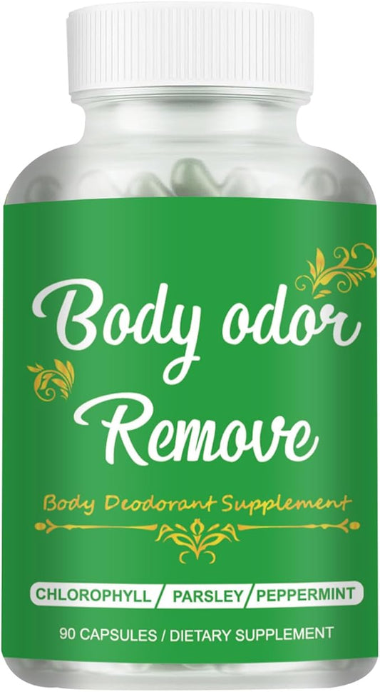 Body Deodorizing Supplement, Natural Chlorophyll 90 Capsules for Women & Men, Full Deodorant Supplement, Body Internal Deodorant Pills with Mint & Parsley