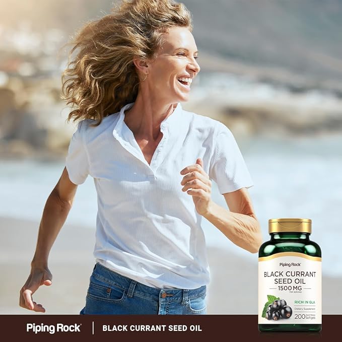 Piping Rock Black Currant Seed Oil Softgel Capsules | 1500mg | 200 Count | with Gamma Linolenic Acid (GLA) | Non-GMO, Gluten Free Supplement