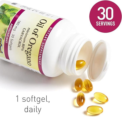 Natural Factors, Oil of Oregano 180 mg, Helps Maintain Good Health with Extra Virgin Olive Oil, 30 softgels (30 servings)