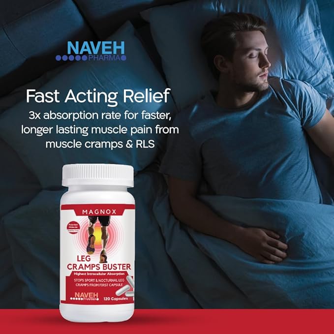 MAGNOX® Leg Cramps Buster | 380mg Magnesium for Leg Cramps at Night | Magnesium Supplement for Muscle Spasms | 3X More Absorption | Dead Sea Minerals | Sleep & Muscle | 120 Caps