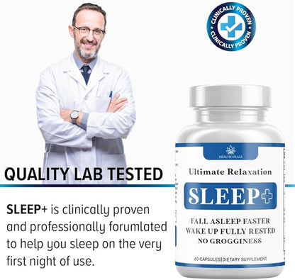 Relaxation Sleep Aid, Natural Non-Habit Forming, Sleep Supplement Developed to Support for Longer & Better Sleep, Chamomile, Magnesium, Melatonin, Ashwagandha, GABA, Drug-Free (180 Count)