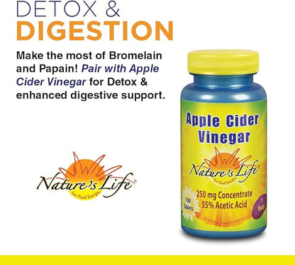 Nature's Life Bromelain & Papain | Proteolytic Enzymes for Digestive Support & Comfort | from Pineapple & Papaya | 250mg (250 CT)