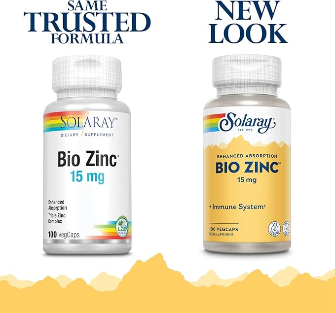 Solaray Bio Zinc 15 mg | Triple Zinc Complex for Healthy Immune System, Endocrine & Cell Function Support | 100 VegCaps
