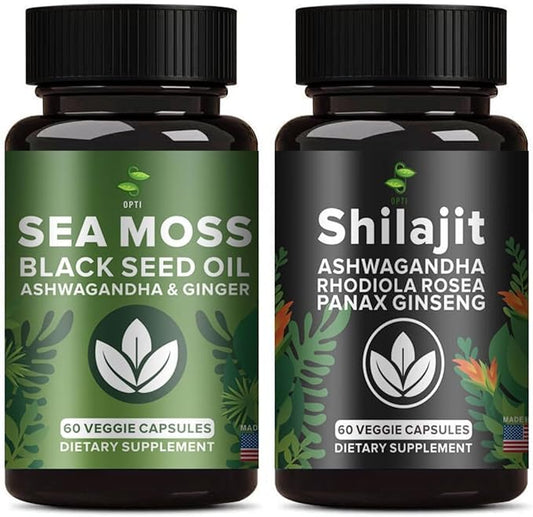 OPTI 60 Capsule of Ashwagandha, Black Seed and More All 11 in 1 Supplement Bundle (2 Value Pack)