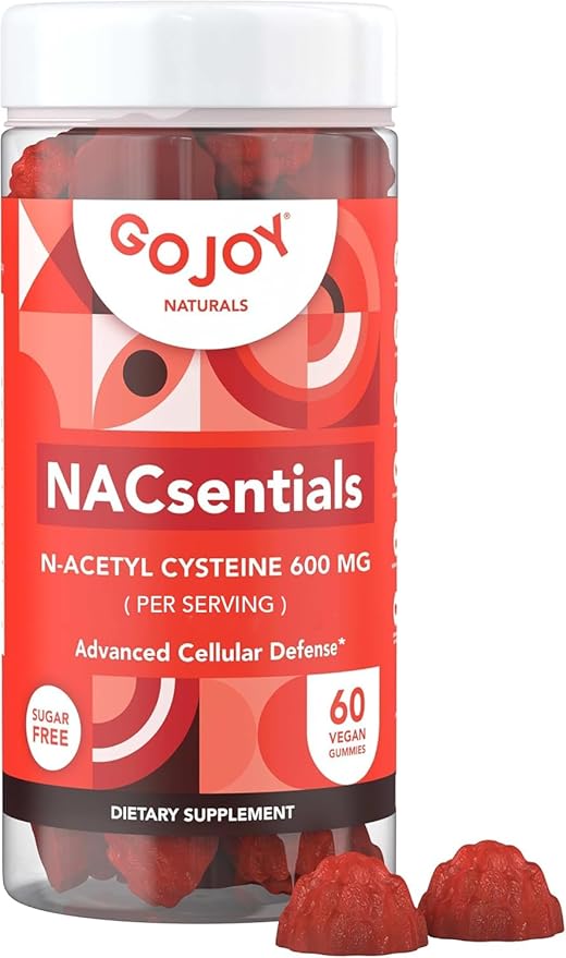 GOJOY NACsentials Sugar-Free NAC Gummies – 600mg N-Acetyl Cysteine with Vitamin C, ALA, Quercetin & Astaxanthin – Antioxidant & Liver Detox Support – Vegan & Keto-Friendly – 60 Gummies