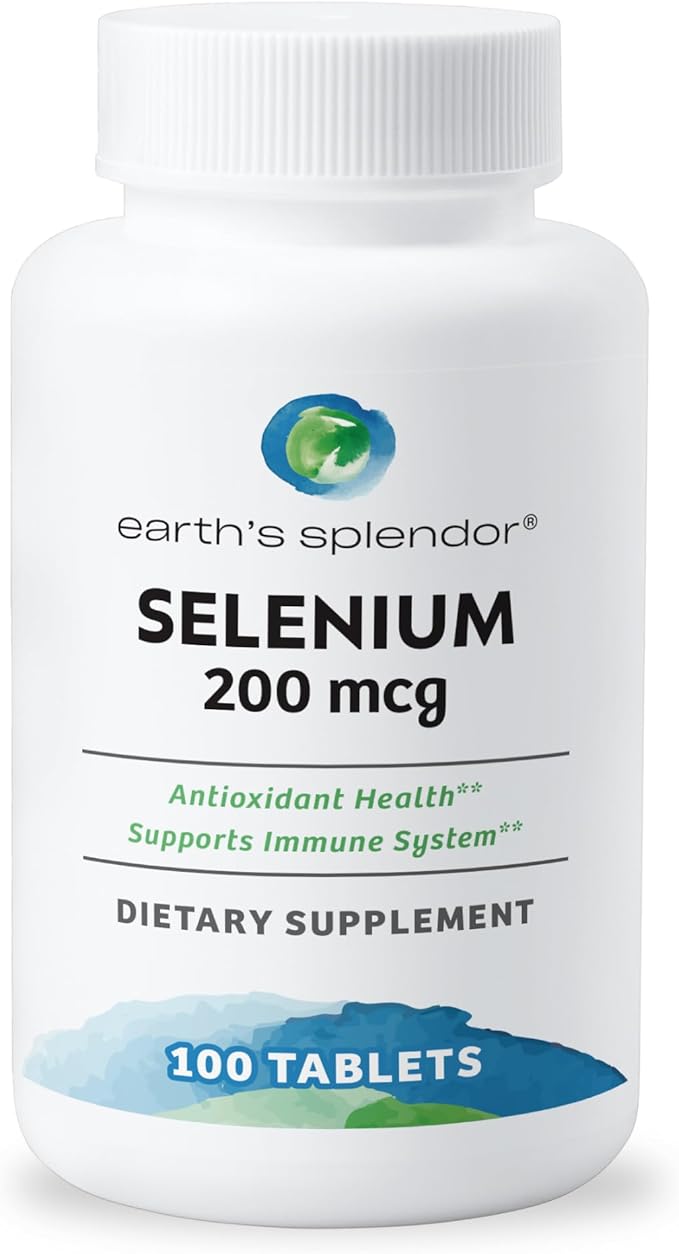 Earth's Splendor Selenium 200 mcg Dietary Supplement for Men & Women, Support Antioxidant Health and Immune System (100 Tablets, 3+ Month Supply)