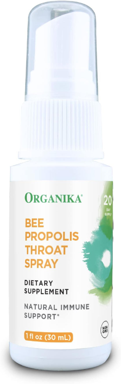 Organika Bee Propolis Throat Spray – Natural Immune Support and Sore Throat Relief – Gluten Free, Antioxidant Supplement - Alcohol Free Liquid, 30 ml