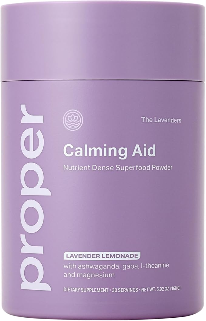 Proper, The Lavenders Calming Aid. Sleep and Relaxation Drink Mix. GABA L-Theanine Supplement with Magnesium, Lavender, Lemon Balm, and Ashwagandha. Natural Calm Stress Support Supplements