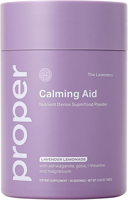 Proper, The Lavenders Calming Aid. Sleep and Relaxation Drink Mix. GABA L-Theanine Supplement with Magnesium, Lavender, Lemon Balm, and Ashwagandha. Natural Calm Stress Support Supplements