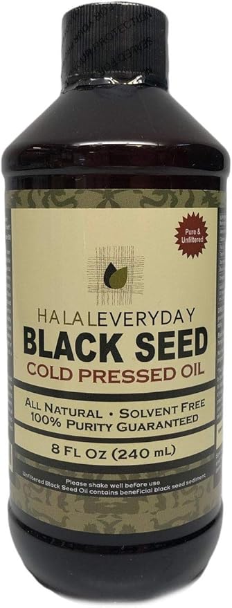 Pure Black Seed Oil (Nigella Sativa) - 8 oz - 100% Pure & Cold Pressed Black Seed - Non-GMO and Vegan - Raw & Unfiltered -100% Hexane Free, Halal Certified - Special Food Grade Plastic Bottle