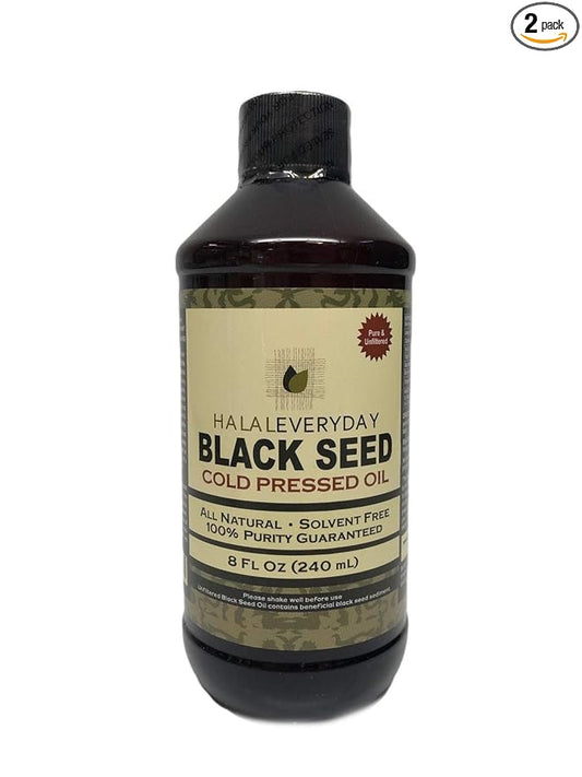 Pure Black Seed Oil - 32oz - 2-16oz Bottles of 100% Pure and Cold Pressed Black Seed - NON-GMO and Vegan - Nigella Sativa -100% Hexane Free - Halal Certified - Special Food Grade Plastic Bottle