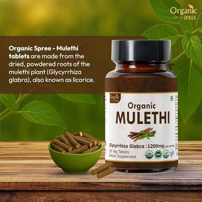 MULETHI - Licorice 120 Tablets | Glycyrrhiza Glabra (Mulethi) | Liquorice Root | USDA Organic Certified | Supports Healthy Digestion | Organic and Natural 120 tab