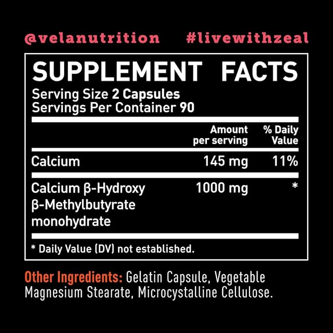 HMB (Hydroxymethylbutyrate) Capsules 1,000 mg | | B-Hydroxy & B-Methyburate | Supports Muscle Mass, Muscle Protein Synthesis* | Support Improved Body Composition |180 Capsules