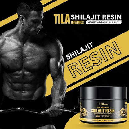 TILA Organic Pure Himalayan Shilajit Resin, Natural Supplement for Men & Women. Fulvic Acid and Humic Acid with Over 85 Trace Minerals. Vegan Gluten Free Non-GMO-600 mg-30g Jar