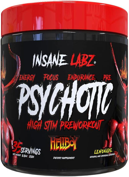 Insane Labz Hellboy Bundle, Psychotic Hellboy Pre Workout and Insane Amino BCAA, Increase Muscle Mass, Strength, Focus and Recovery Time, Lemonade