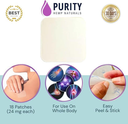 Hemp Patch 18 ct. (438 mg) Gold 3X More Potent 24 mg Patches. 24Hr Extended Release. Convenient & Discreet. for Use Anywhere, Anytime On Any Part of The Body.