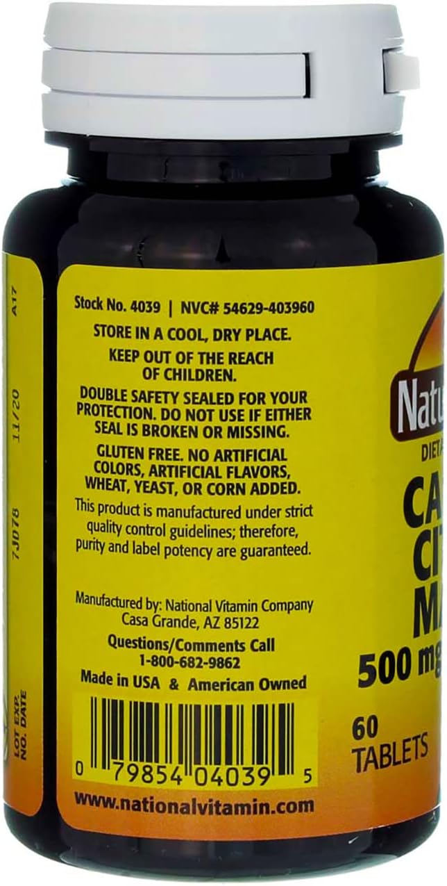Nature's Blend Calcium Citrate Malate 500 mg Tabs, Unflavored, 60 Count