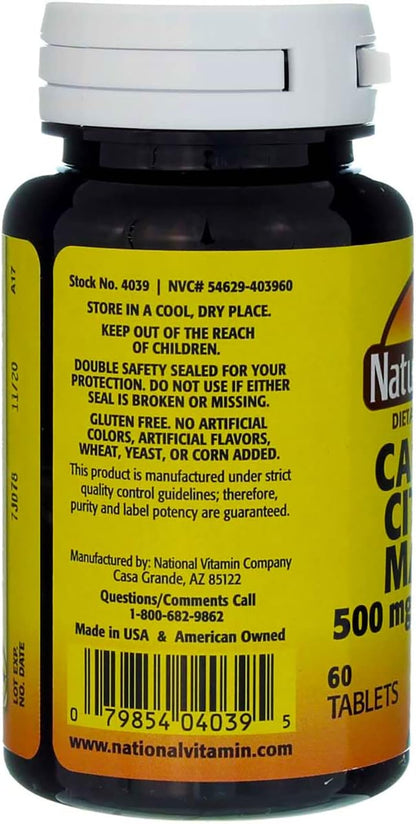 Nature's Blend Calcium Citrate Malate 500 mg Tabs, Unflavored, 60 Count