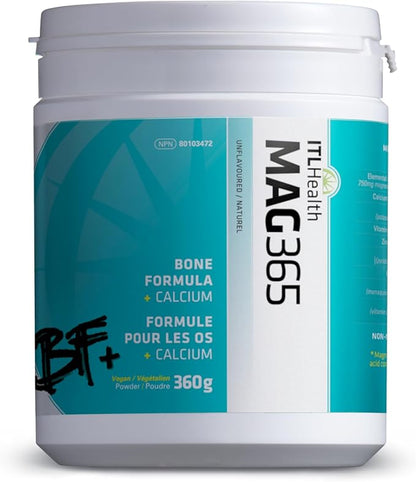 ITL Health BF Plus Calcium Zinc Magnesium Powder with D3, K2, C, B6, Boron, Zinc and Potassium | for Optimal Bone Health, and Immune Support (Unflavored, 360g)