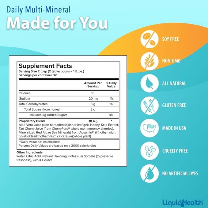 LIQUIDHEALTH Optimum Joint Glucosamine Chondroitin Supplement & Daily Multi Mineral Liquid Multivitamin Bundle for Men & Women - Sea Trace Minerals, Bone & Joint Health, Immune Support, Vegan, Non-GMO