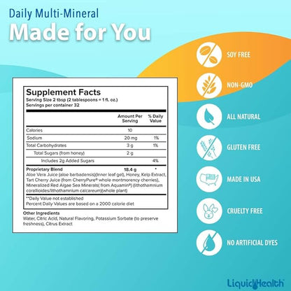 LIQUIDHEALTH Daily Multi Mineral Liquid Supplement with Fulvic Acid, Plant Based Ionic Aquamin Sea Trace Ocean Minerals - Immune Support, Energy, Gut Health, Detox - Made in USA, Vegetarian (3 Pack)