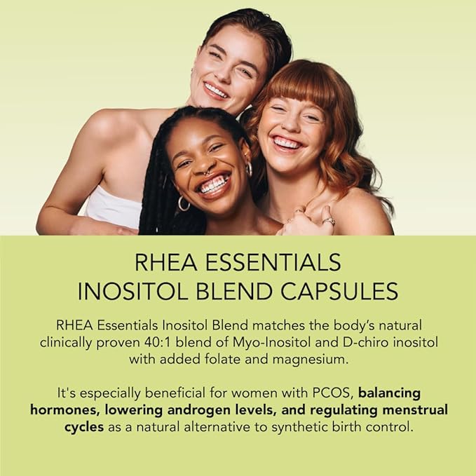 Rhea Silvia Essentials Inositol Supplement | Inositol & D-Chiro Inositol Supplement for Women, Folate & Magnesium | 120 Capsules