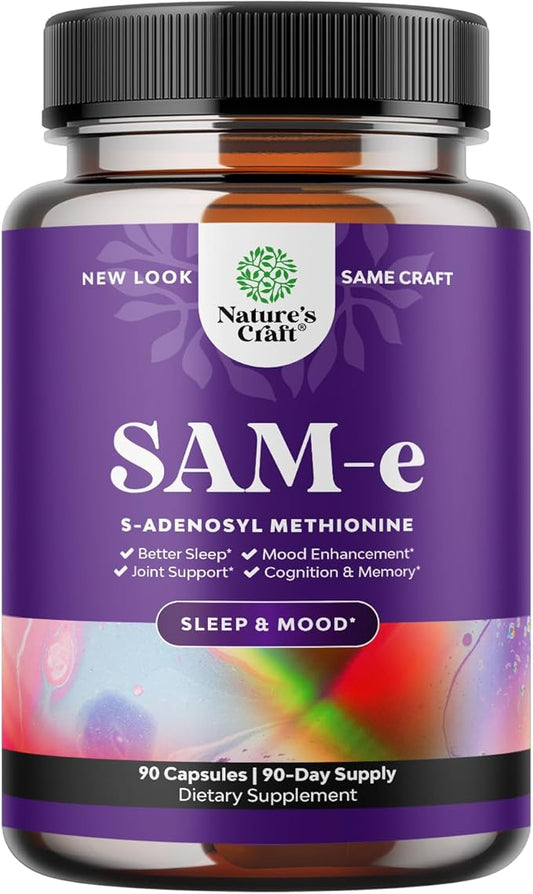 Pure SAM E Supplement 150mg - Nootropic Same 150mg Per Serving for Memory & Brain Support, Joint & Liver Health - Natural S-adenosylmethionine for Mood Balance - 90 Capsules