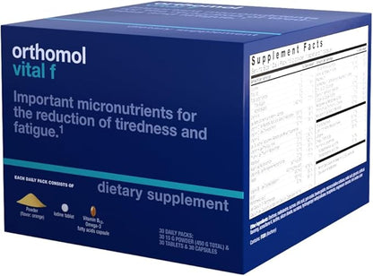 Orthomol Vital F Powder & Tablet Packet, Women's Multivitamin, 30-Day Supply, Vitamins A, B, C, D, E, K, Calcium, Iodine, Omega-3…