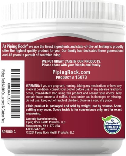 Piping Rock Multi Collagen Protein Powder | 16 oz Unflavored | 10,000mg Peptides Complex | Type i, ii, iii, v, x | Gluten Free, Non-GMO Supplement