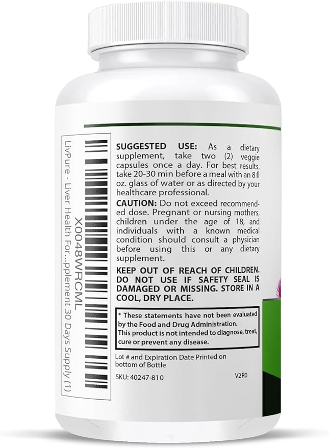 Liver Health Formula, Liver Cleanse Detox & Repair with Artichoke Extract, Milk Thistle, Dandelion and More for Liver Health - Herbal Liver Support Supplement 30 Days Supply (1)
