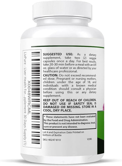 Liver Health Formula, Liver Cleanse Detox & Repair with Artichoke Extract, Milk Thistle, Dandelion and More for Liver Health - Herbal Liver Support Supplement 30 Days Supply (1)