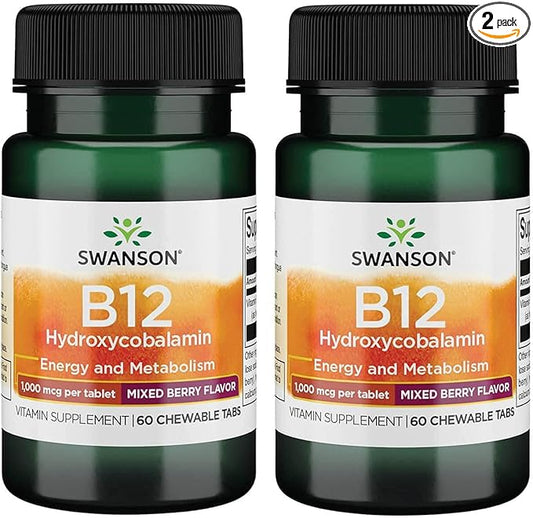 Swanson Supplemelts Sublingual Vitamin B-12 5 Milligrams 60 Tabs (2 Pack)