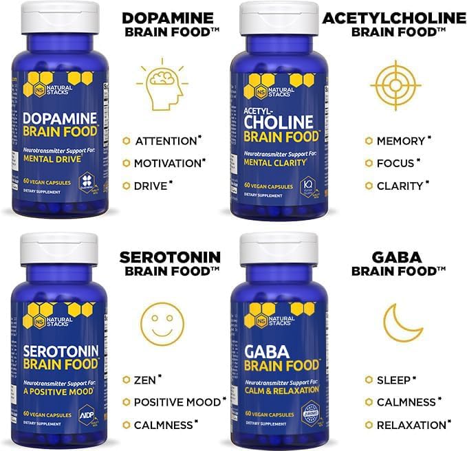 NATURAL STACKS GABA Brain Food + Zen Magnesium Gummies Bundle - Supports Stress Relief & Relaxation* - 90 Pieces