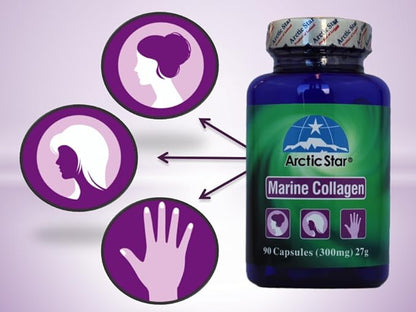 Arctic Star Marine Collagen-Vital Proteins Marine Collagen Peptides Supplement Pills for Healthy Skin Hair Nail - Hydrolyzed Collagen from Iceland - Joint Pain & Immune System Booster 90 Capsules