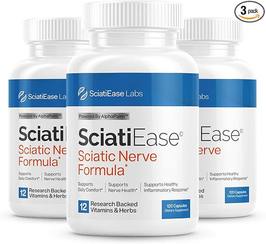 Sciatic Nerve Health Support Supplement - Nerve Support Formula with AlphaPalm, Pea, Vitamin B Complex, Alpha Lipoic Acid 300mg - 3 Bottles