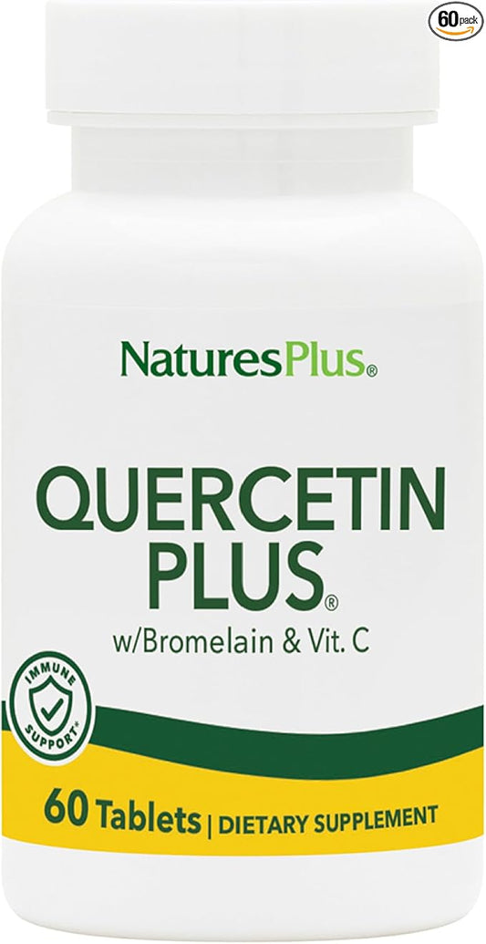 NaturesPlus Quercetin Plus with Vitamin C & Bromelain - 650 mg, 60 Vegetarian Tablets - Gluten-Free - 30 Servings