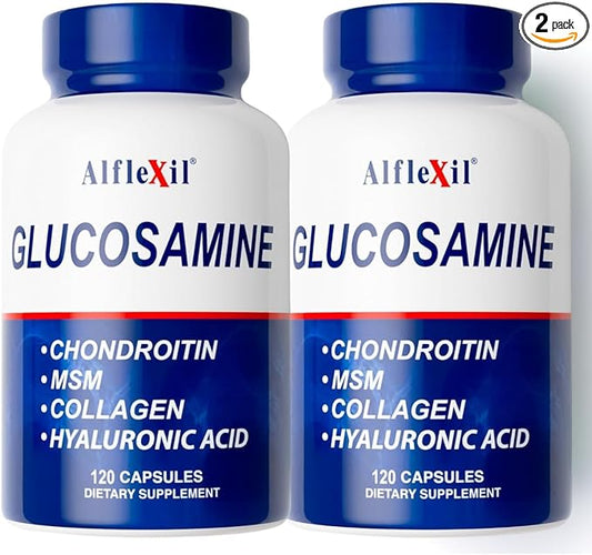 Premium Glucosamine & Chondroitin Nutritional Supplement - Healthy Joint, Bone & Knee Support - Rich in MSM & Collagen - Organic Natural Ingredients - Made in USA - 120 Capsules 2 Pack
