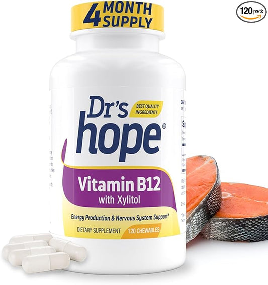Vitamin B12 1000 Mcg, B12 Vitamins 1000 Mcg Help to Increase Metabolism, Energy Production and Nervous System Support, 120 Chewable Tablets - 1 Tablet Per Serving, Non-GMO & Gluten Free