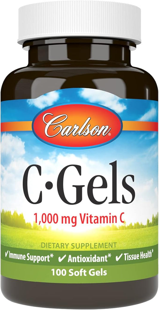Carlson - C-Gels, 1000mg, Vitamin C Softgels, Immune Support & Heart Health, Vitamin C Softgels, Antioxidant, Vitamin C Supplement, 100 Softgels