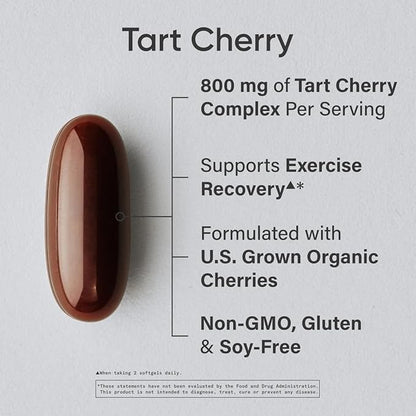 Sports Research Tart Cherry Capsules - Made from Montmorency Tart Cherries - Non-GMO & Gluten Free - 60 Liquid Softgels