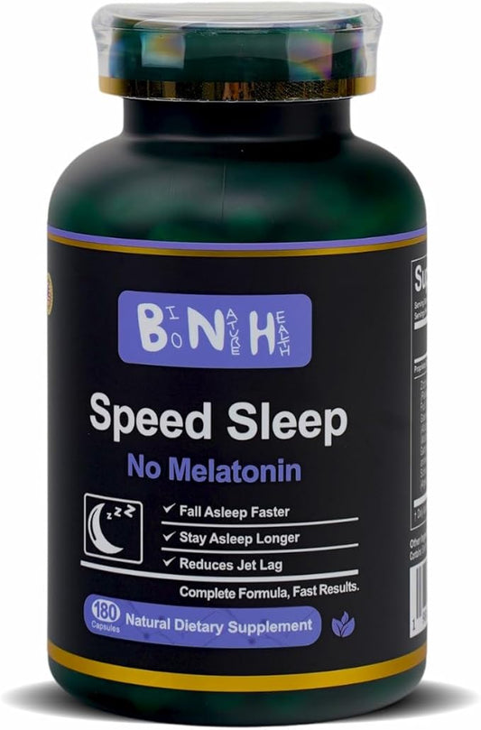 Speed Sleep- Natural Supplements for Sleep, Melatonin Free, Gluten Free, All-Natural Ingredients, 180 Capsules, Non-Habit Forming, Relaxing