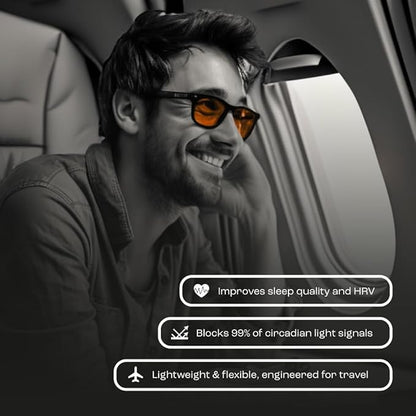 Flykitt Jet Lag Prevention System | Flight Essentials with App-Controlled Personalized Supplement Schedule and Blue Light Filtering Glasses | Prevent Jet Lag for a Full Roundtrip