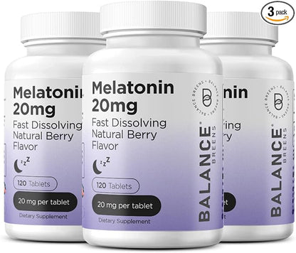 Balancebreens Melatonin 20mg Fast-Dissolve, 120 Tablets – Natural Sleep Aid for Restful Nights, Drug-Free Support for Relaxation and Tranquility