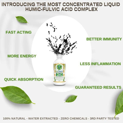 Humic Fulvic Acid Liquid 2oz Trace Minerals with Electrolytes Collagen Vitamins Superior Humic to Fulvic Ratio More Energy Gut Health Joint Health Immune Support Hydration 180 serv