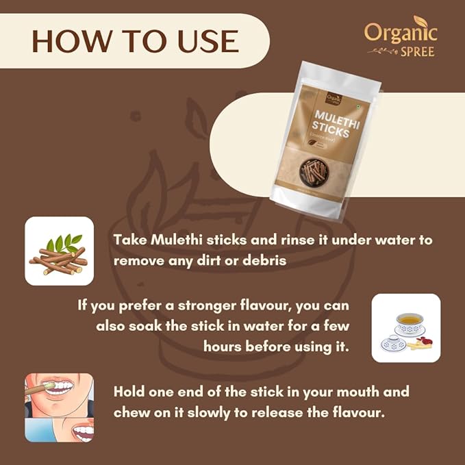 Organic Spree Licorice - Mulethi Sticks - 5.3oz (150gm) Pure and Natural Yashtimadhu - Jethimadh 150gm - Pack of 2