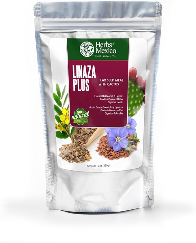 Linaza Plus Blend, Flax Seed, Cactus, Senna Leaf, Sacred Bark by Herbs of Mexico, Digestive Support. 16 oz
