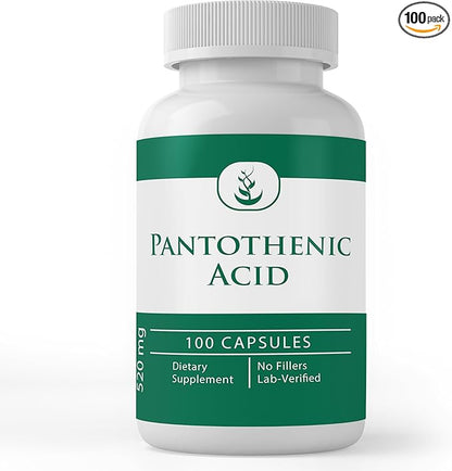 PURE ORIGINAL INGREDIENTS Pantothenic Acid (100 Capsules) Pure, Vitamin B5, Calcium Supplement
